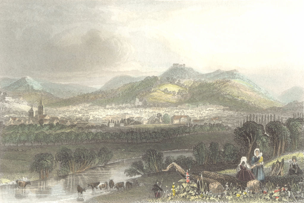 GERMANY. Eisenach. Payne river Buildings Trees 5ins 1847 old antique print